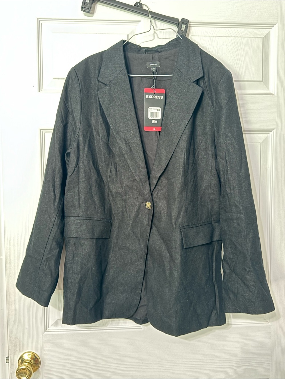 Express Black Single-Button Blazer with Flap Pockets- Size XL
